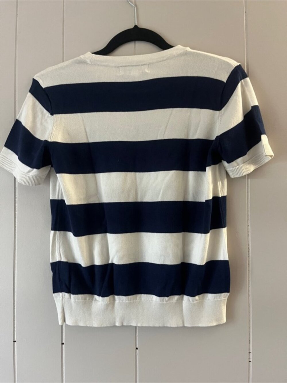 Cream Wide Stripe Short Sleeve Knit - Picture 3 of 3